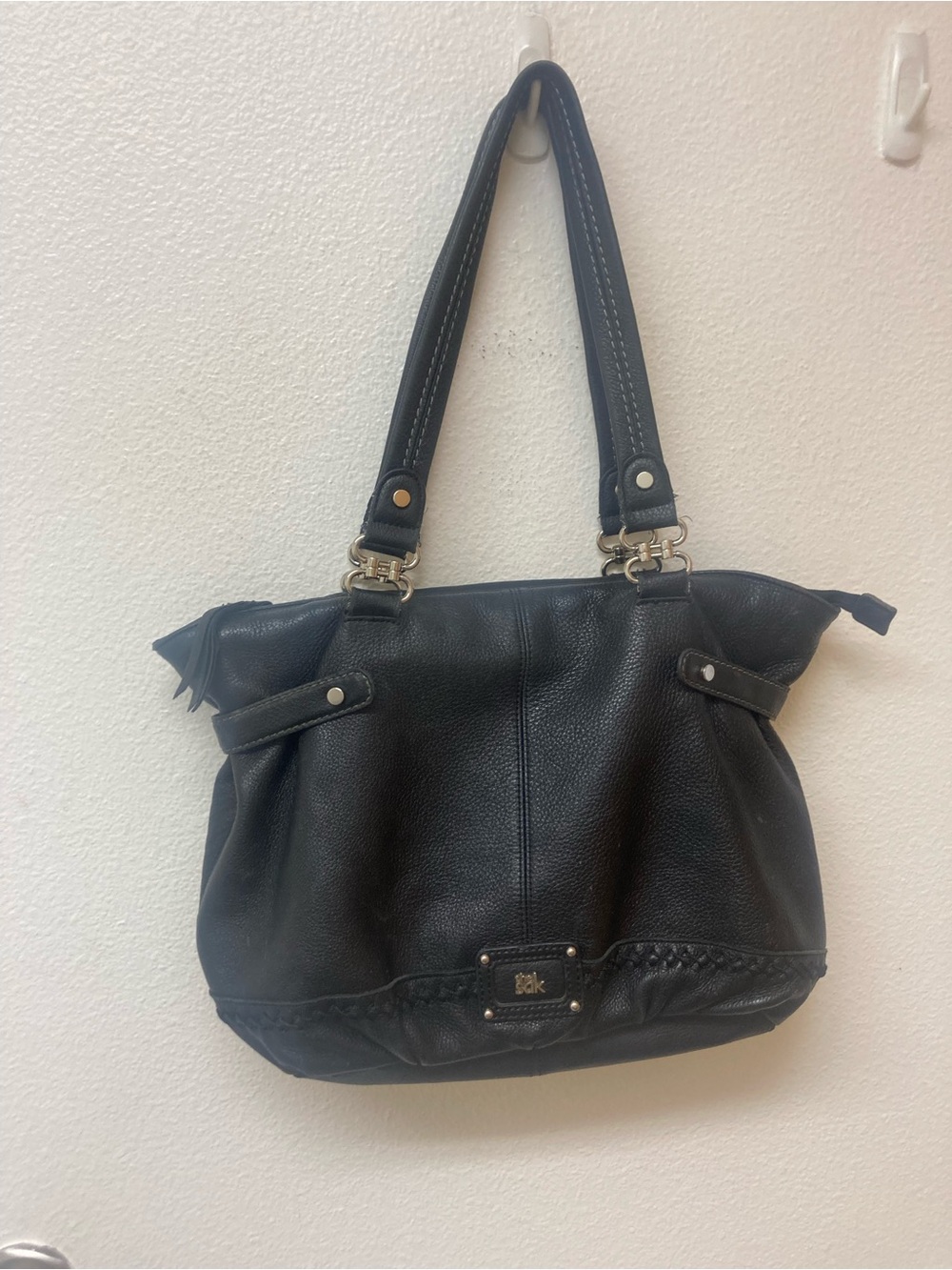 THE SAK Black Pebbled Leather Classy Shoulder Bag